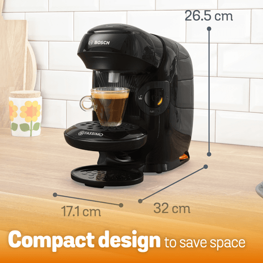Tassimo by Bosch TAS112EGB Pod Coffee Machine - Black - Dimensions
