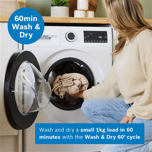 Bosch Series 6 10.5Kg / 6Kg Washer Dryer - White - Annotation - 60 min wash and dry