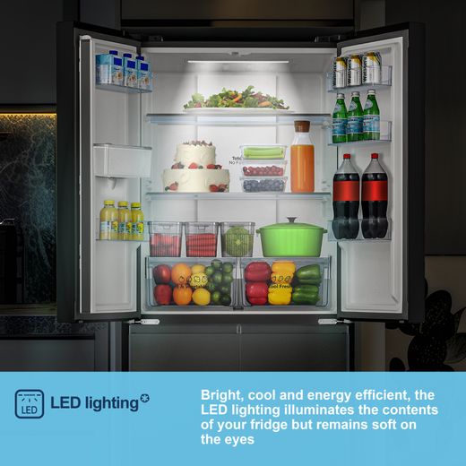 Fridgemaster American Fridge Freezer - Black - Annotation - LED lighting