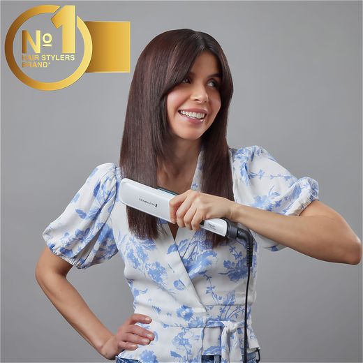 Remington Shine Therapy Wide Plate S8550 Hair Straighteners - White - Annotation - Number 1 shot