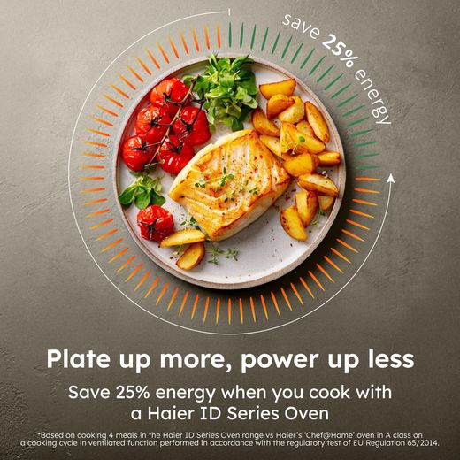 Haier ID Series 2 Built In Electric Single Oven - Black - Annotation - 25% energy shot