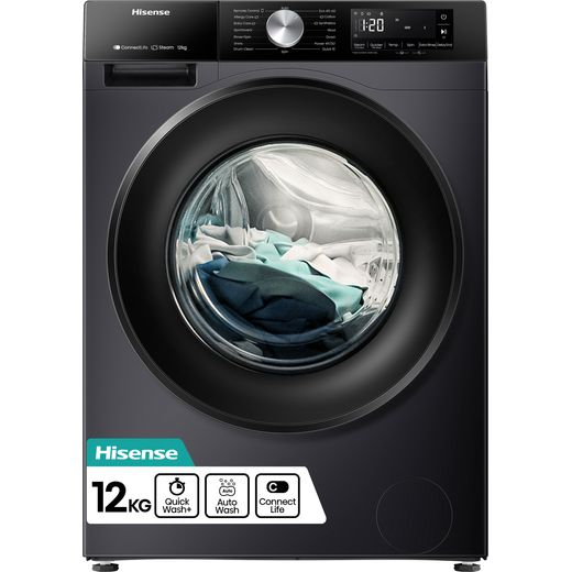 Hisense 3S Series WF3S1243BB3 12kg Washing Machine with 1400 rpm - Black - Front shot