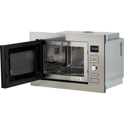 Smeg Cucina FMI425X Built In Microwave With Grill - Stainless Steel - Left perspective with door open shot
