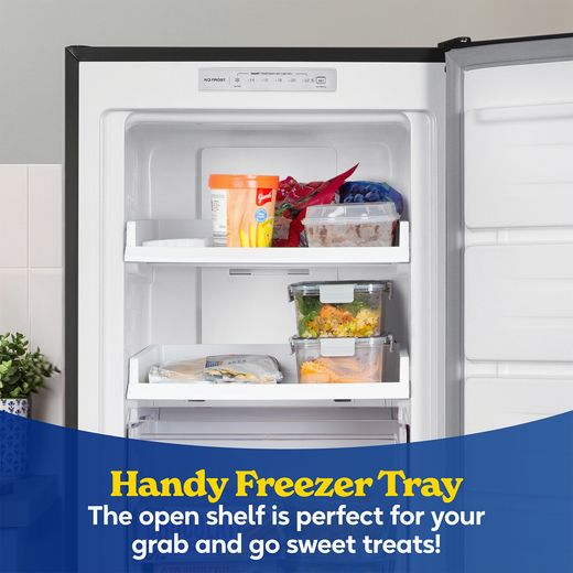Russell Hobbs RH143FFFZ542E1B 143cm Small Upright Freezer with Door-on-door Kit - Black - Annotation -  freezer tray shot