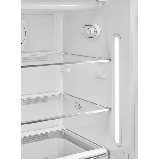 Smeg Right Hand Hinge FAB28RWH6UK 153cm High Small Fridge with Ice Box - White - Close up shelves shot