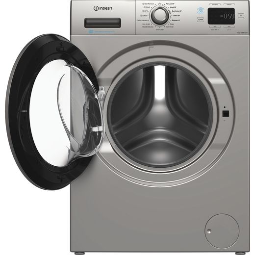 Indesit Push&Go IP 946S PUSH&GO UK 9kg Washing Machine with 1400 rpm - Silver - Door open