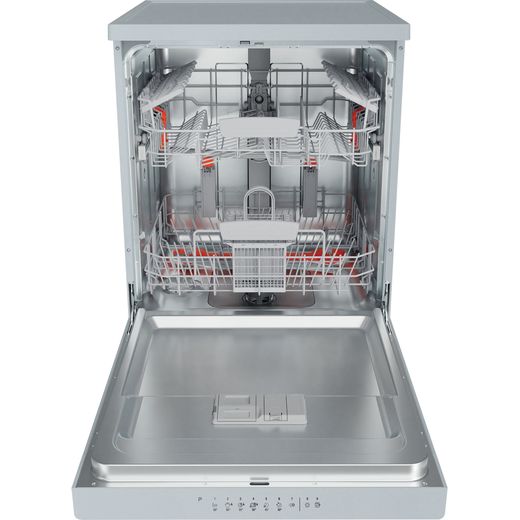 Hotpoint Standard Dishwasher - Silver - Front with door open shot 