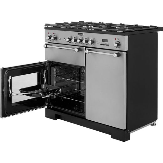 Rangemaster Kitchener KCH100DFFSS/C 100cm Dual Fuel Range Cooker - Stainless Steel / Chrome