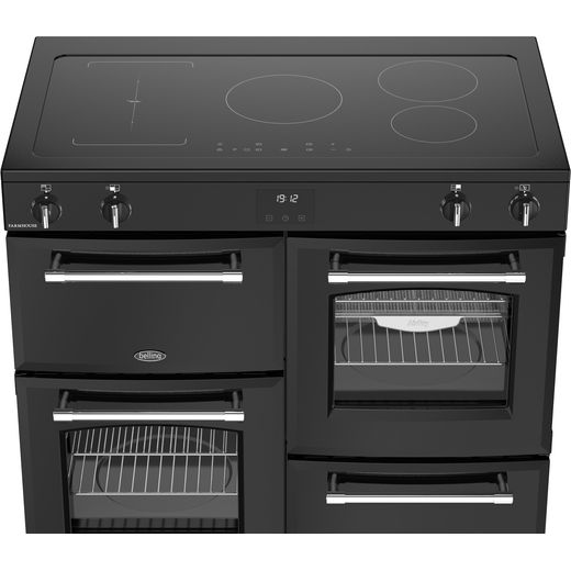 Belling Farmhouse 100Ei 100cm Electric Range Cooker with Induction Hob - Black - High hob perspective shot