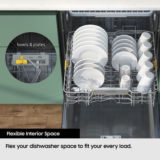 Samsung Series 7 AutoRelease™ Standard Dishwasher - Silver  - Annotation - flexible interior shot