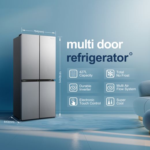Fridgemaster American Cross Door American Fridge Freezer - Silver - Features