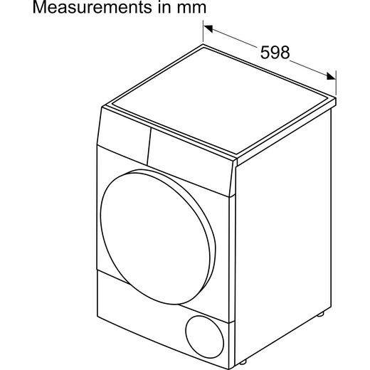 Bosch Series 6 WQH246DRGB 9Kg Heat Pump Tumble Dryer - Cast Iron Grey - annotation - dimension shot