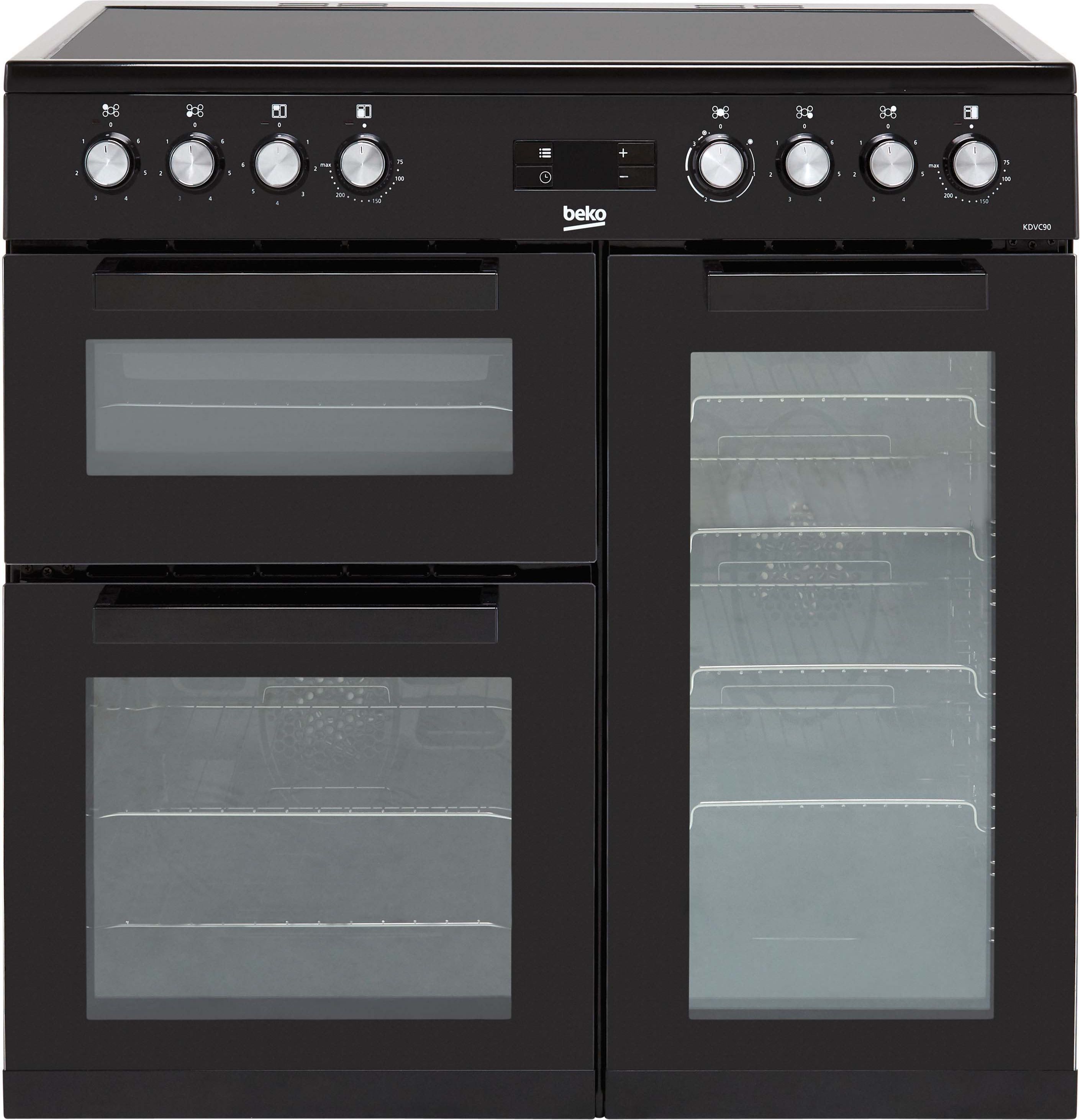 Beko KDVC90K 90cm Electric Range Cooker with Ceramic Hob - Black - A/A Rated, Black