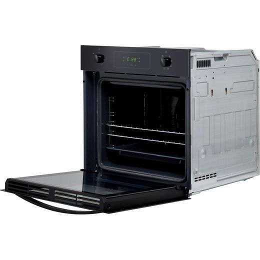 Candy Idea Built In Electric Single Oven - Black - left perspective with door open shot