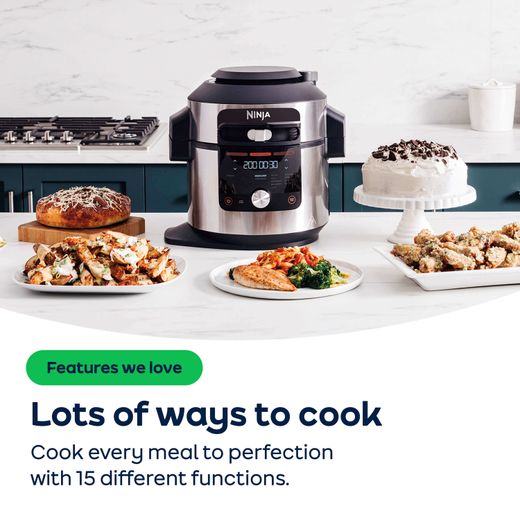 Ninja Foodi Max 15-in-1 SmartLid 7.5 Litre Multi Cooker - Stainless Steel / Black - AO Annotation - 15 Functions