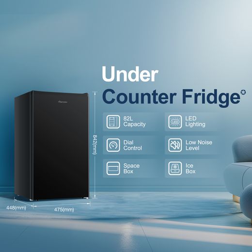 Fridgemaster MUR4894EB Compact 84cm Fridge with Ice Box - Black  - Annotation -  feature shot