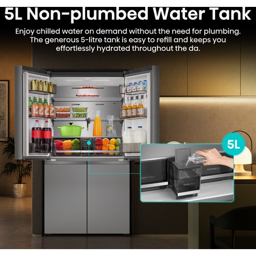 Hisense PureFlex American Fridge Freezer - Stainless Steel - Annotation - non plumber water tank shot