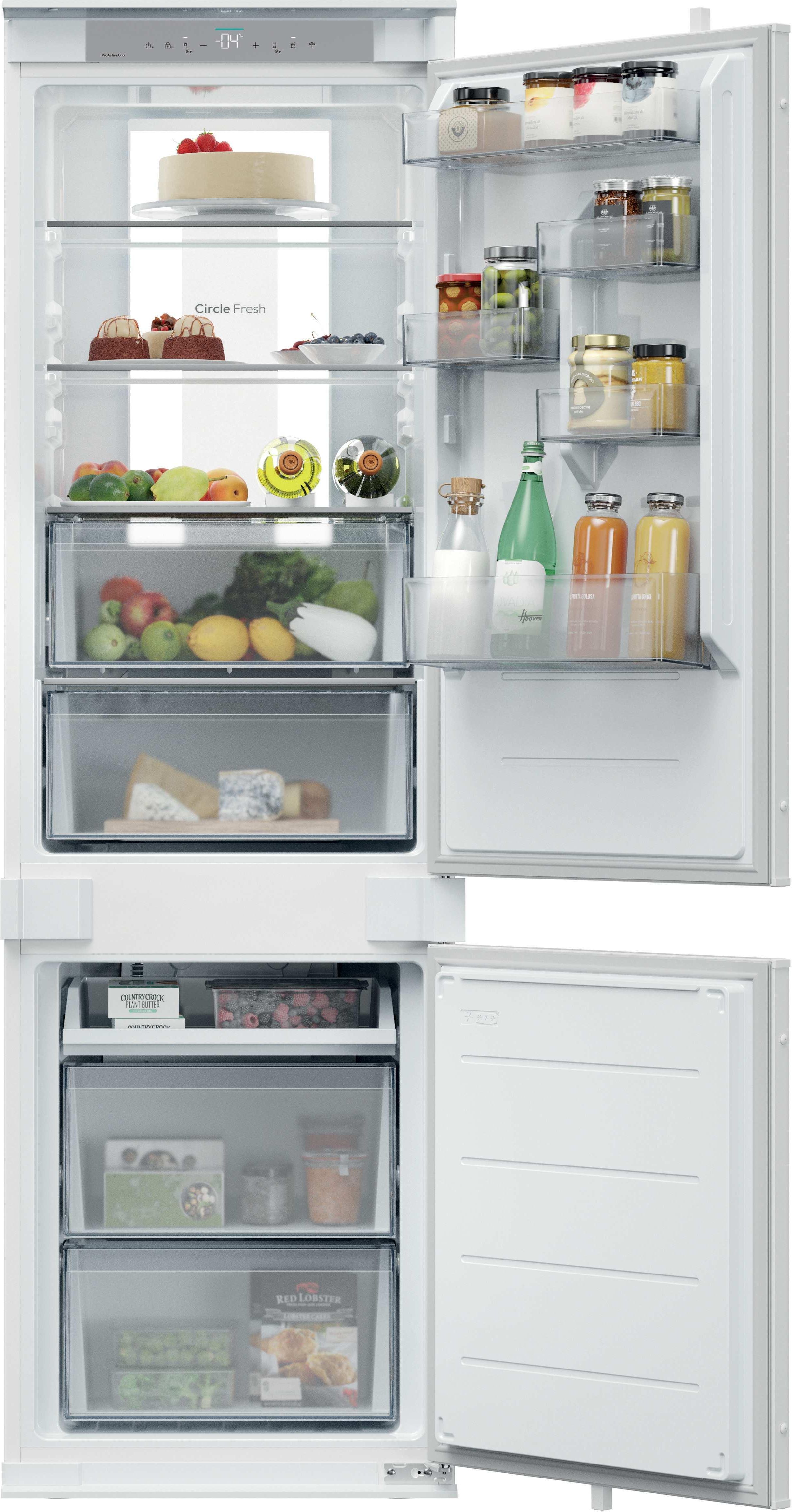 Hoover Integrated Fridge Freezer - 251L Total Capacity - White - Total No Frost - D Energy Rated