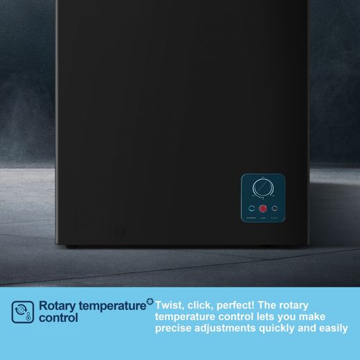 Fridgemaster MCF100EB Chest Freezer - Black - Annotation - Rotary temperature control