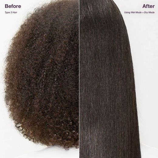 Shark SilkiPro Straight HT401UKPU Hair Straighteners - Plum Satin - annotation - before and after