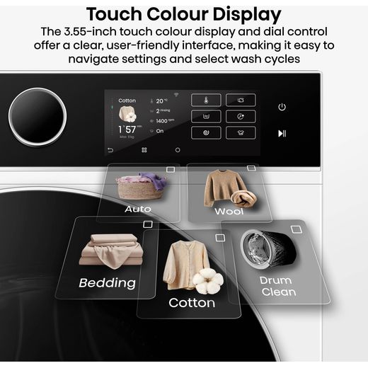 Hisense 5i KitchenFit Series WF5I1045BWQ 10.5kg Washing Machine with 1400 rpm - White - Annotation - Touch Colour  Display