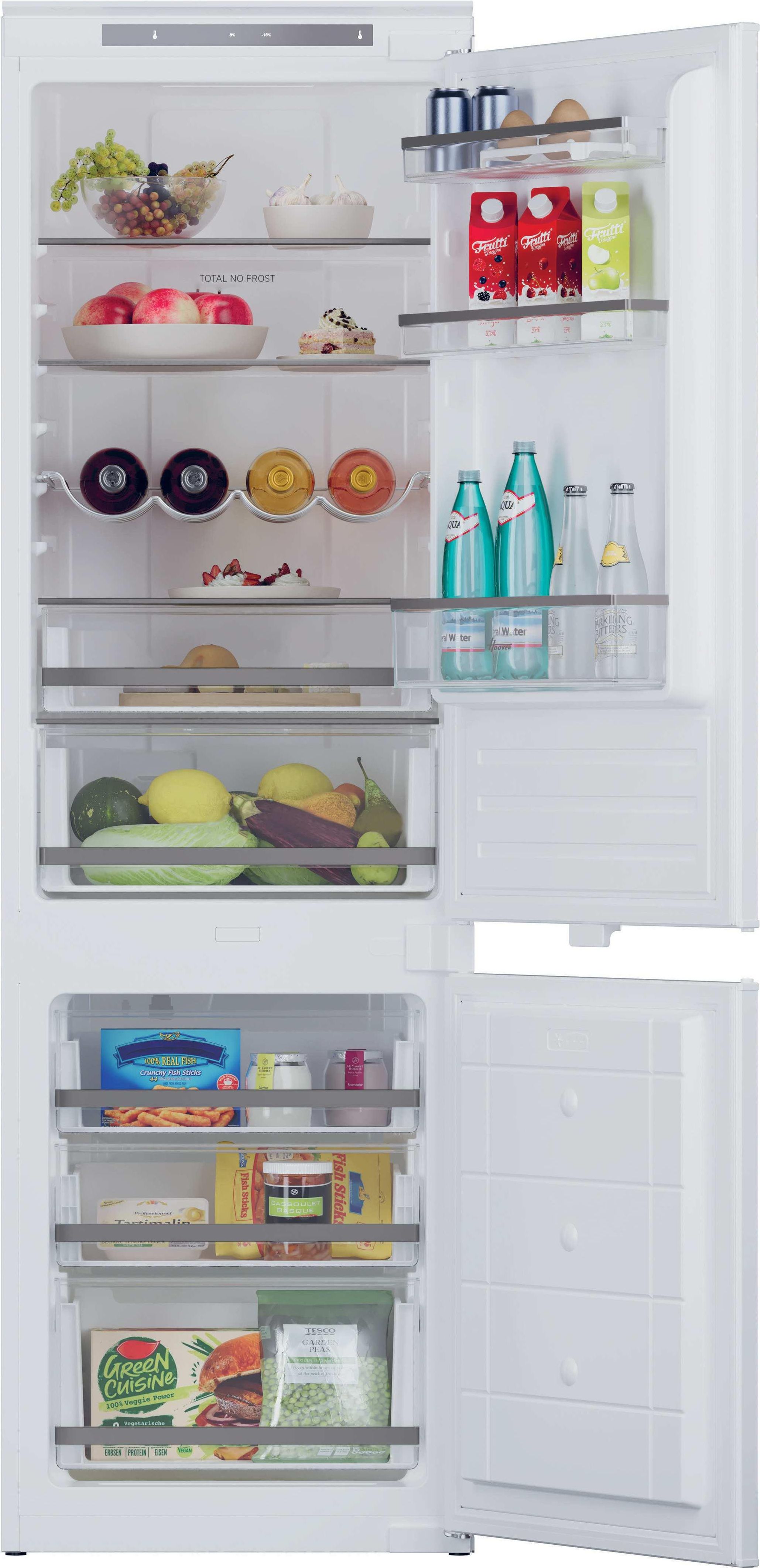 Hoover H-FRIDGE 300 HOBBMT18EK 177cm High 70/30 Integrated No Frost Fridge Freezer with Sliding Door Fixing Kit - White - E Rated, White