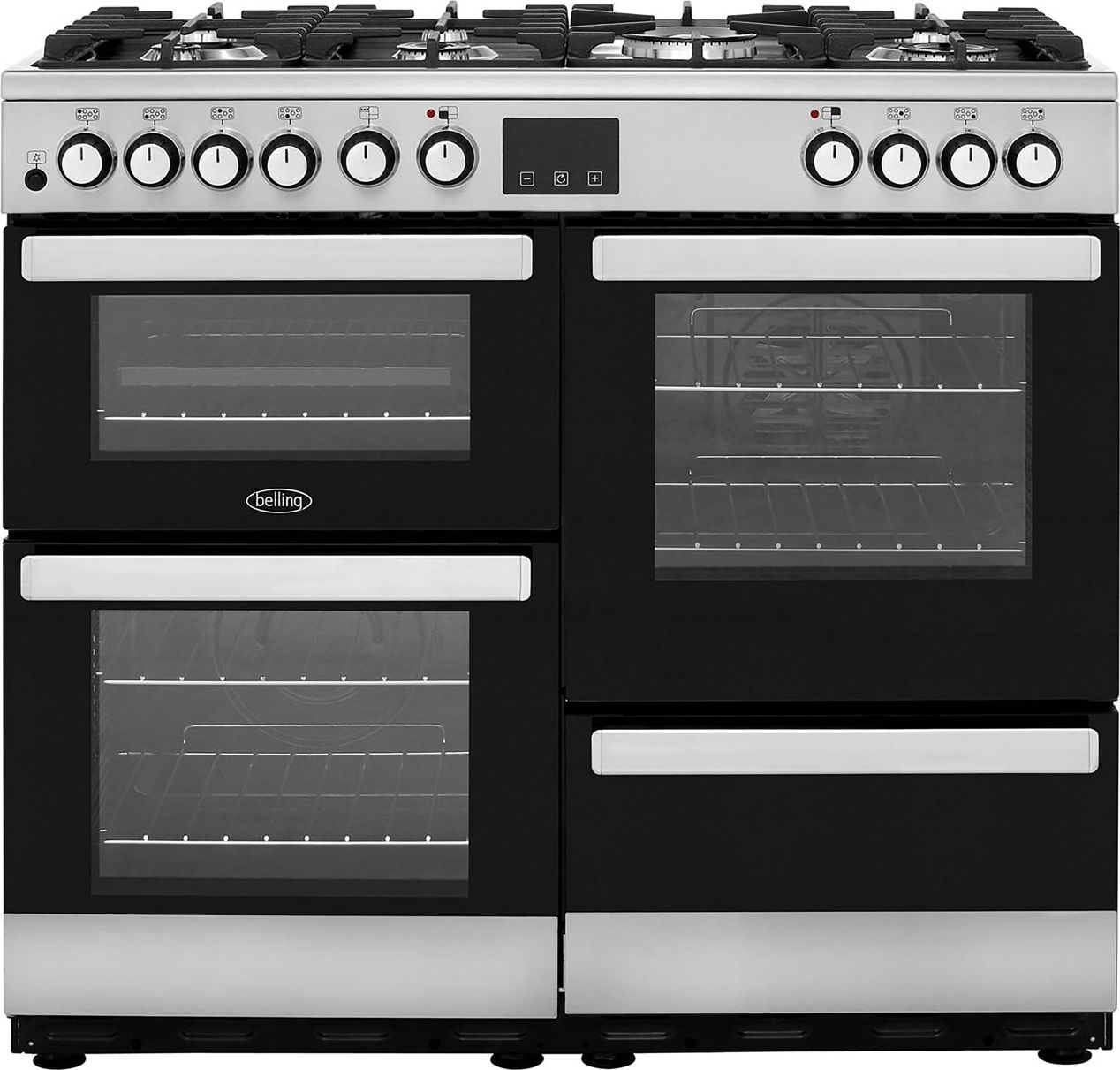 Belling Cookcentre100DFT 100cm Dual Fuel Range Cooker - Stainless Steel - A/A Rated, Stainless Steel