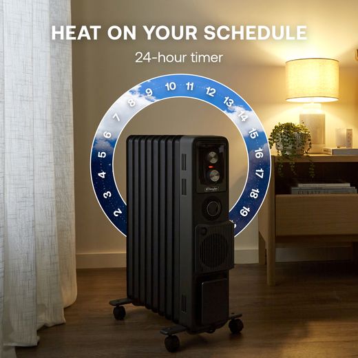 Dimplex Oil Free Radiator 2400W - Anthracite - Annotation - Heat on schedule shot