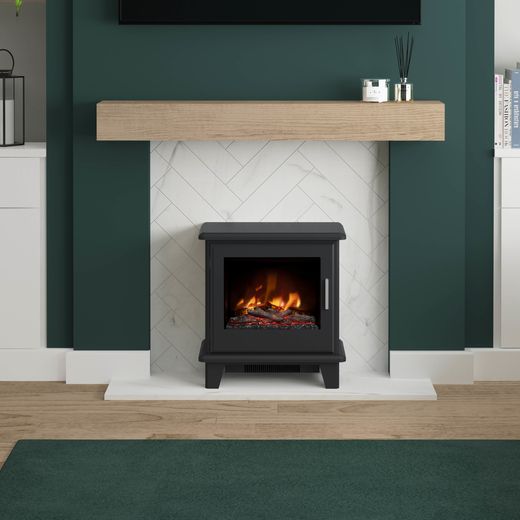 BeModern Southgate 62022 Log Effect Electric Stove With Remote Control - Black - Stove in living room