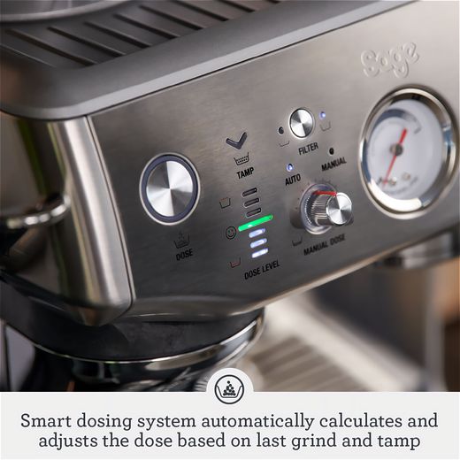 Sage The Barista Express Impress Espresso Coffee Machine - Stainless Steel - Annotation - Smart dosing shot
