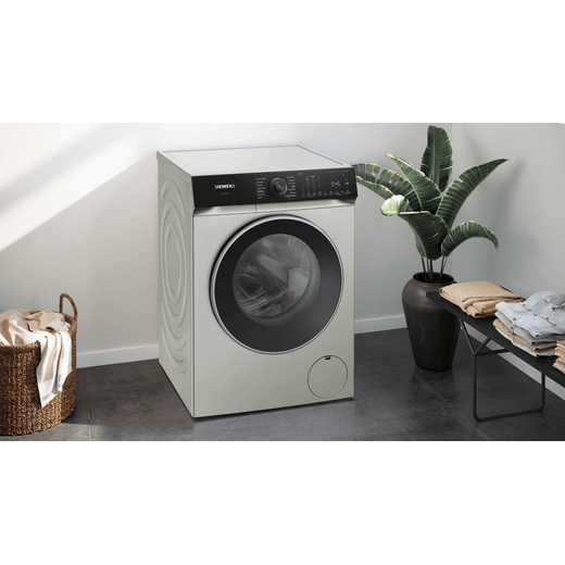 Siemens IQ500 WG56H2AXGB 10kg Washing Machine with 1600 rpm - Silver - Washing machine in laundry room