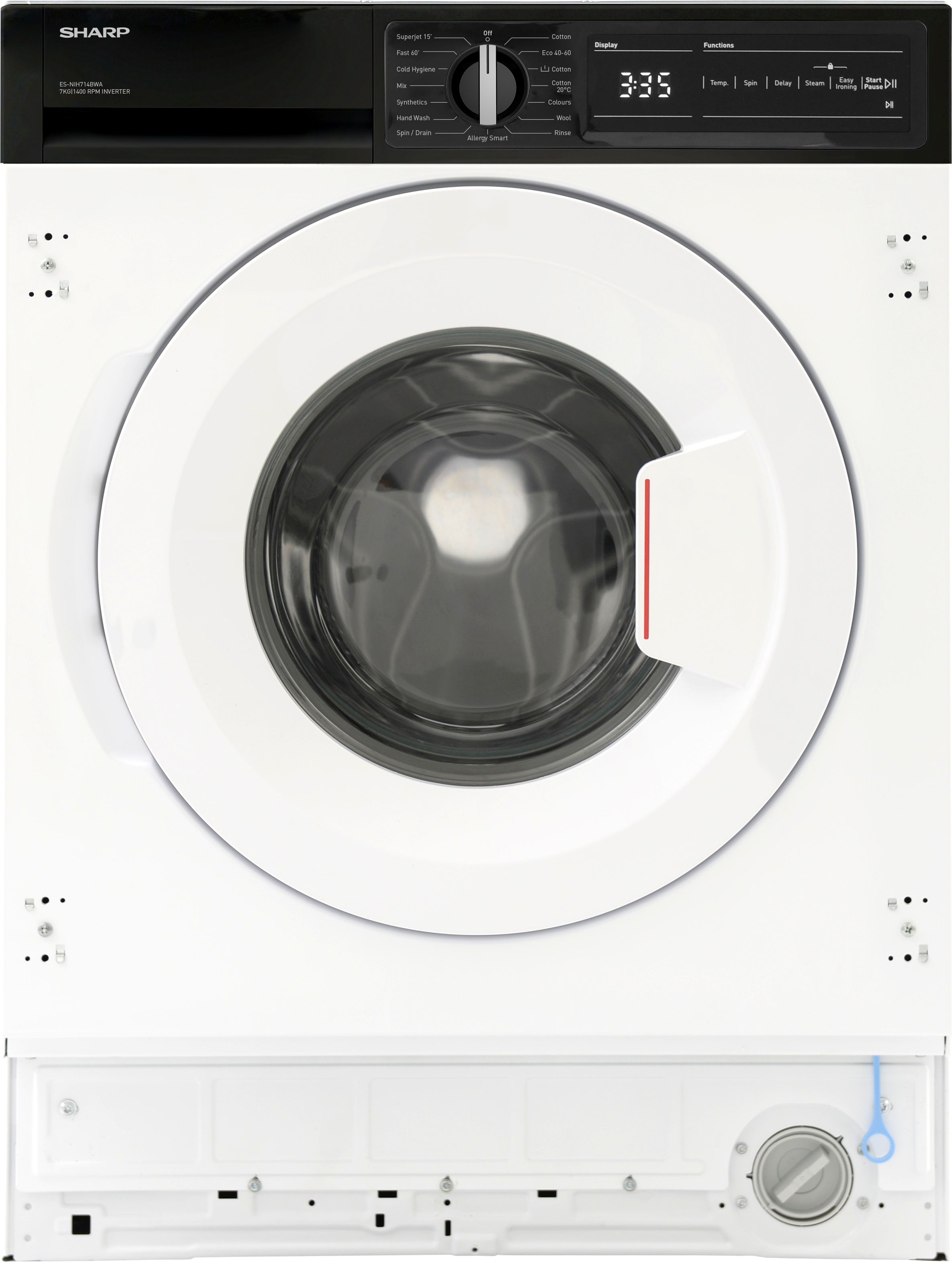 Sharp ES-NIH714BWA-EN Integrated 7kg Washing Machine with 1400 rpm - White - A Rated, White
