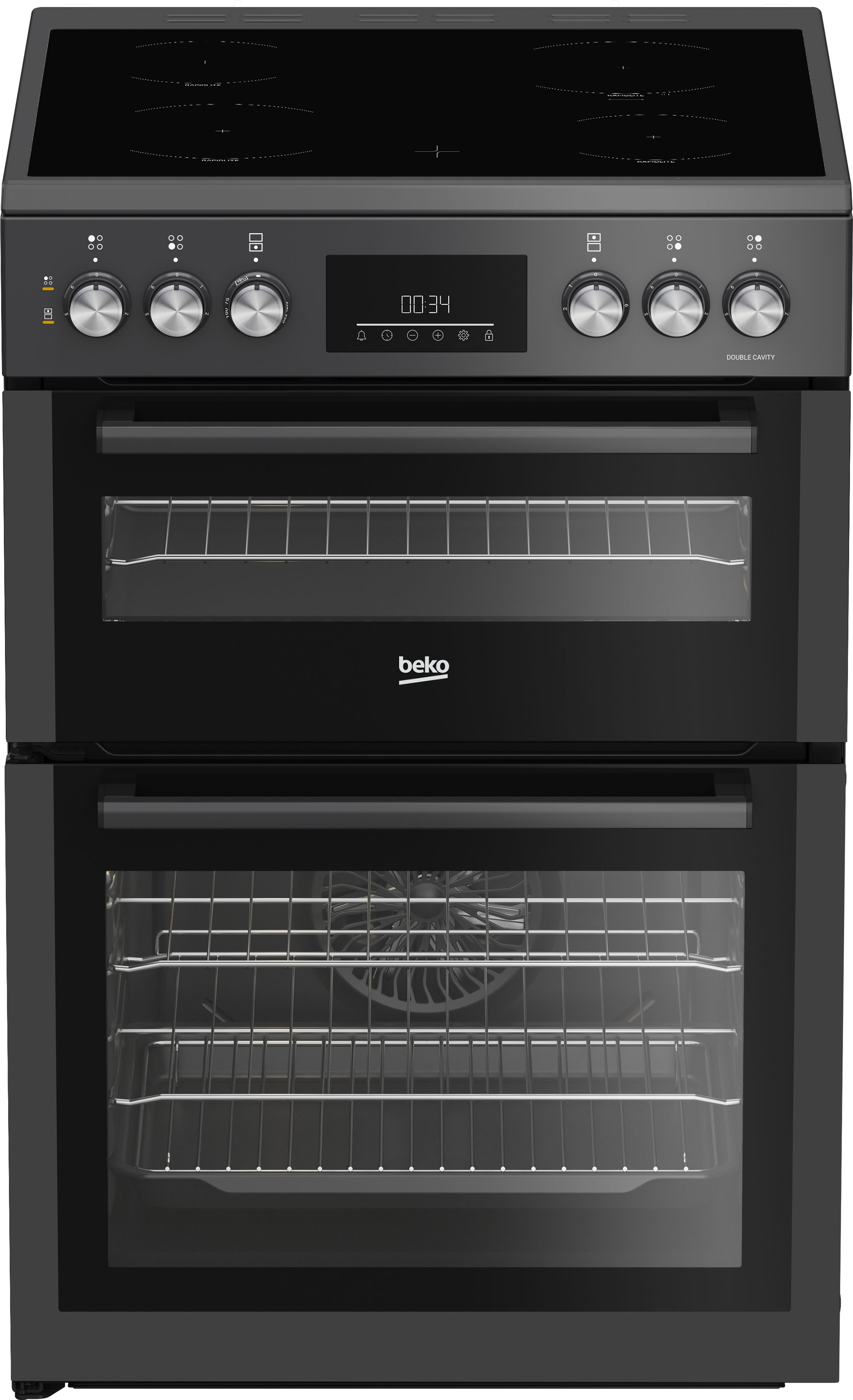 Image of Beko AeroPerfect™ FTC6731A 60cm Wide Single Oven Electric Cooker with Ceramic Hob - Anthracite - A Rated, Grey