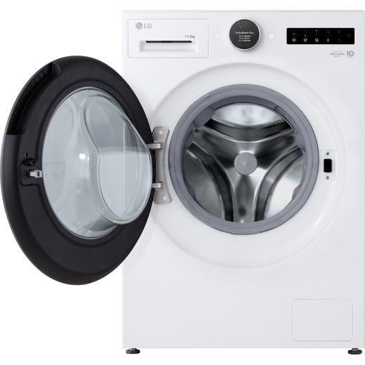 LG Series 10 WHX9016TLC Wifi Connected 11Kg / 6Kg Washer Dryer with 1400 rpm - White - Door open