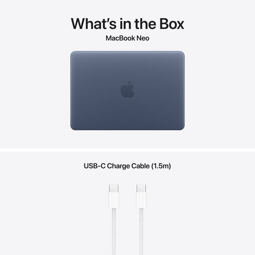 Apple MacBook Neo, - Indigo - Annotation - Whats in the box