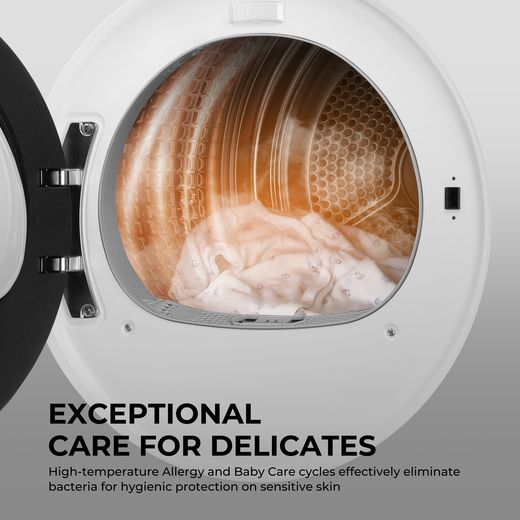 Haier Series 8 HWDB10B14858U1UK Wifi Connected Integrated 10Kg / 6Kg Washer Dryer with 1400 rpm - White - Annotation - care for delciates