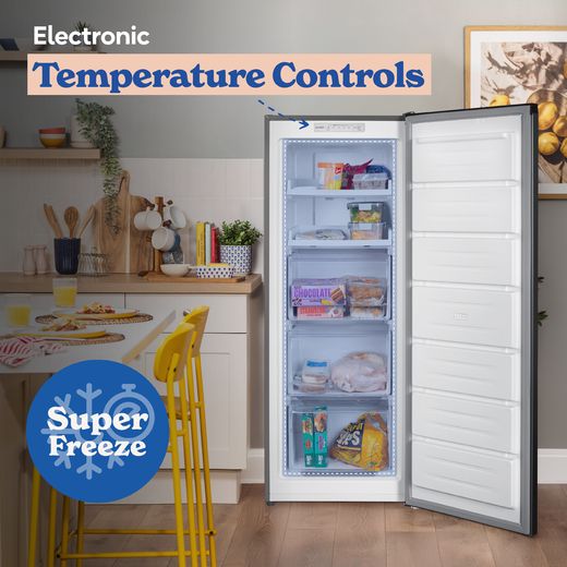 Russell Hobbs RH143FFFZ542E1SS 143cm Small Upright Freezer with Door-on-door Kit - Stainless Steel - Annotation - temp control shoteel_6