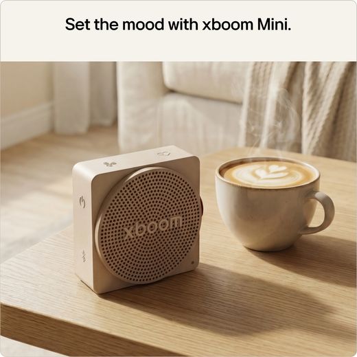 LG xboom Mini Wireless Speaker - Grey - Annotation - set the mood shot