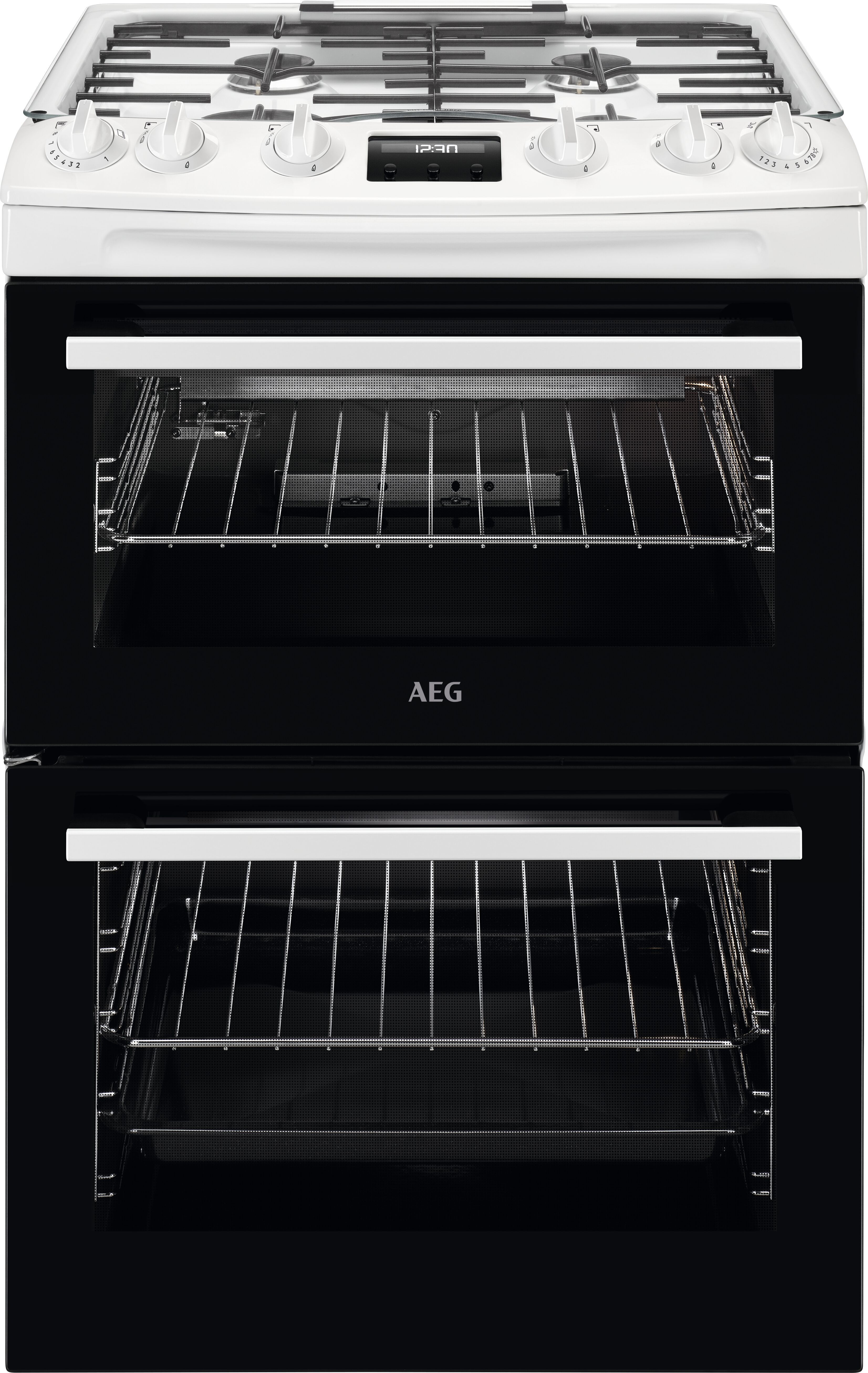 Image of AEG CGX6130ACW 60cm wide Double Oven Gas Cooker - White - A/A Rated, White