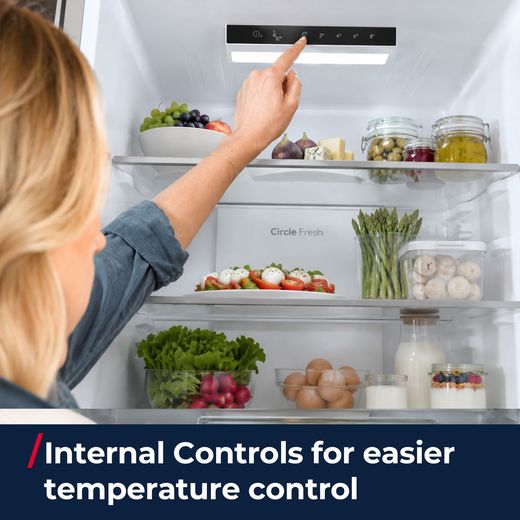 Hoover HONCQ2T6S18DWK 185cm 60/40 Total No Frost Fridge Freezer - White - annotation - internal control shot