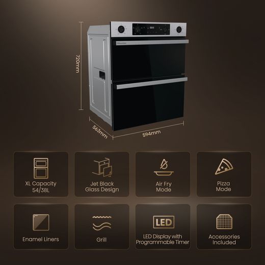 Hisense Hi6 Built In Electric Double Oven - Stainless Steel - Annotation - Features shot