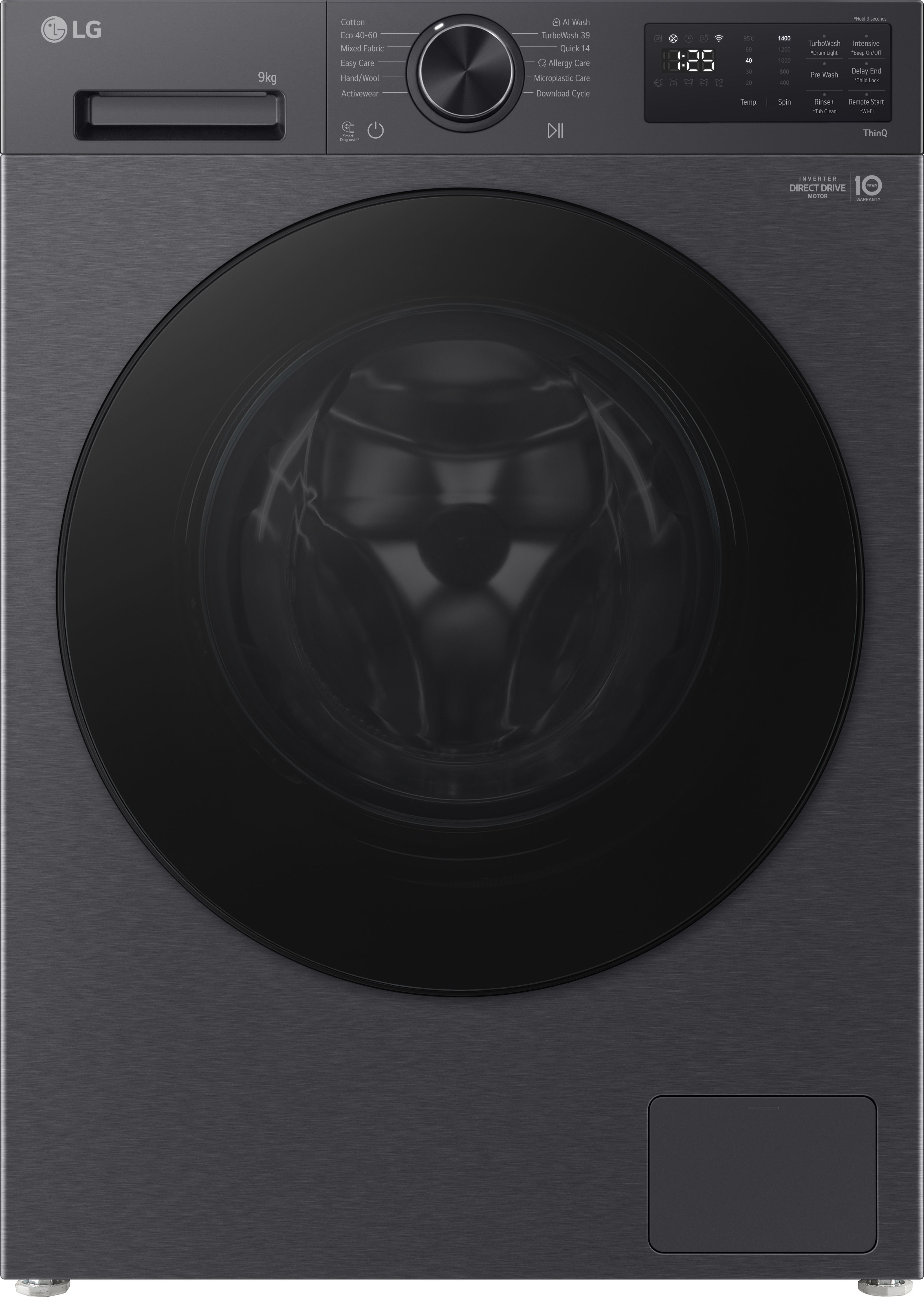 Lg F2X50S9TBB 9kg 1200 Spin Freestanding Washing Machine - Black - Image 2