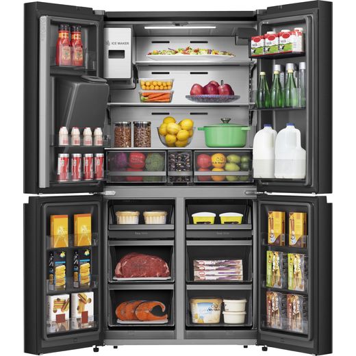 Hisense Pureflat Eclipse American Fridge Freezer - Black - Doors open