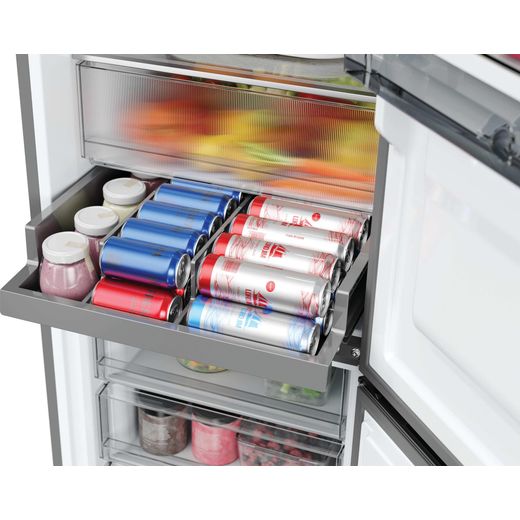 Hoover HONCQ3T518ENXK 185cm 50/50 Frost Free Fridge Freezer - Silver - close up tray shot