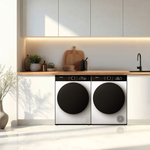 Hisense 3i KitchenFit Series DH3I902UWDC Wifi Connected 9Kg Heat Pump Tumble Dryer - White - Tumble dryer in room