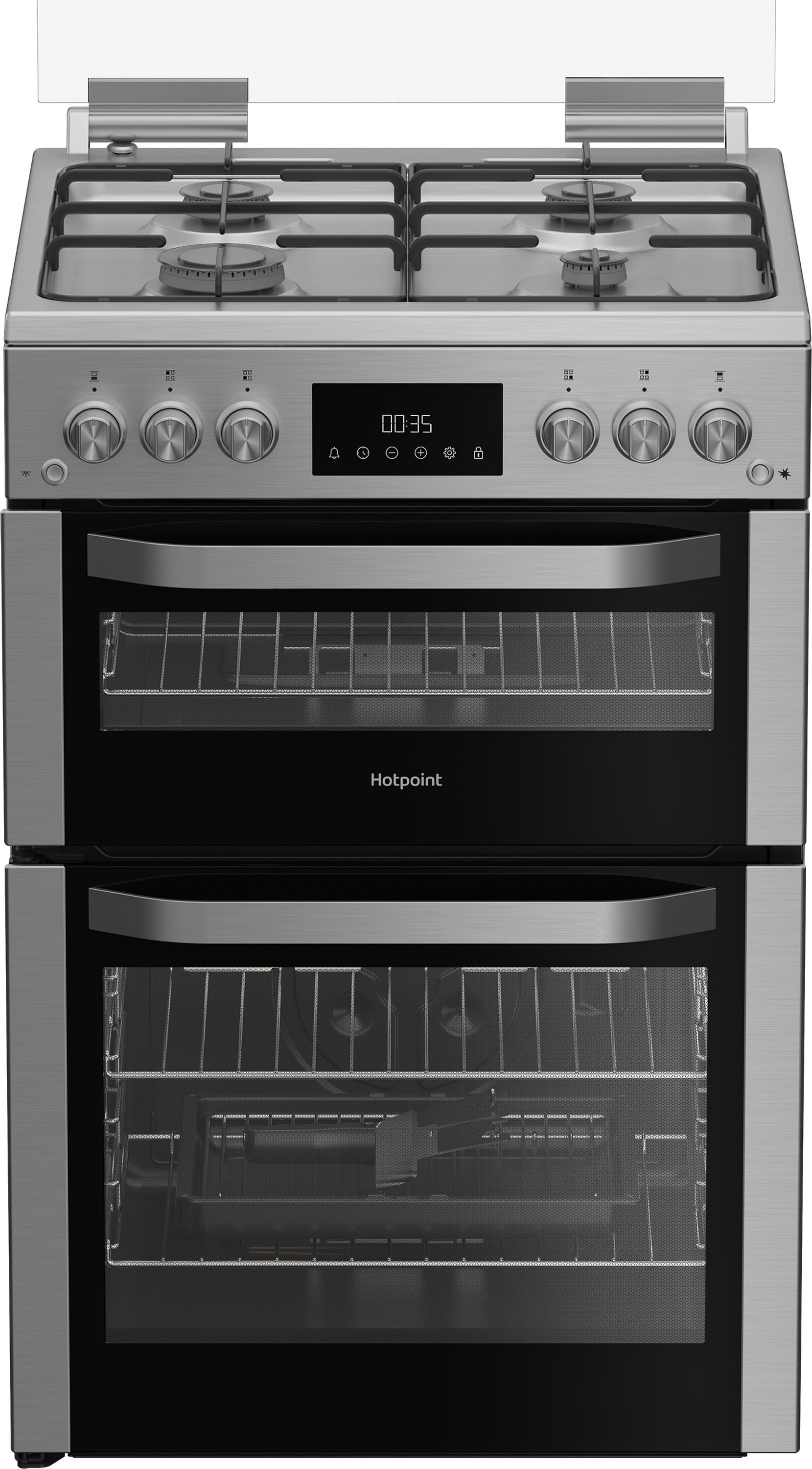 Image of Hotpoint HDG6GDCX 60cm wide Double Oven Gas Cooker - Stainless Steel, Stainless Steel