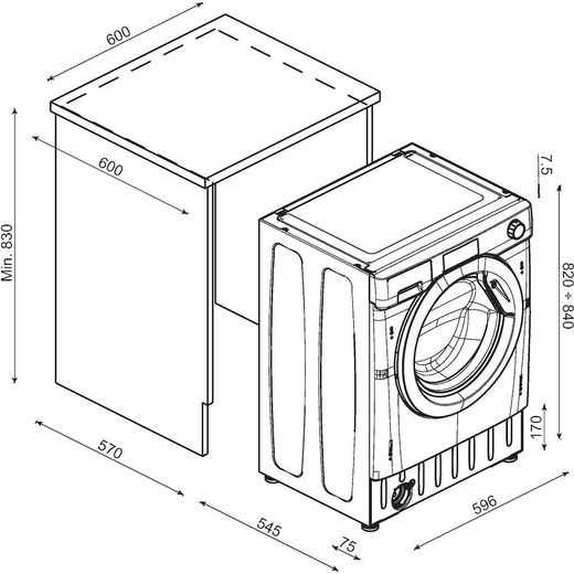 Hoover Integrated 9Kg / 5Kg Washer Dryer - White - Dimensions