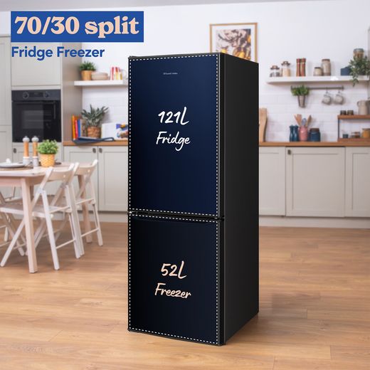 Russell Hobbs RH143FF492E1B 14cm 70/30 Fridge Freezer - Black - annotation - split type shot