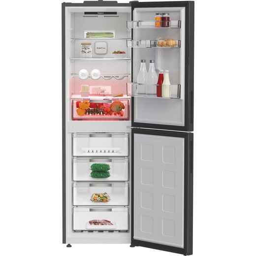 Hotpoint HPKF 6353 XBR4UK 192cm High 50/50 No Frost Fridge Freezer - Dark Inox - Front with door open shot
