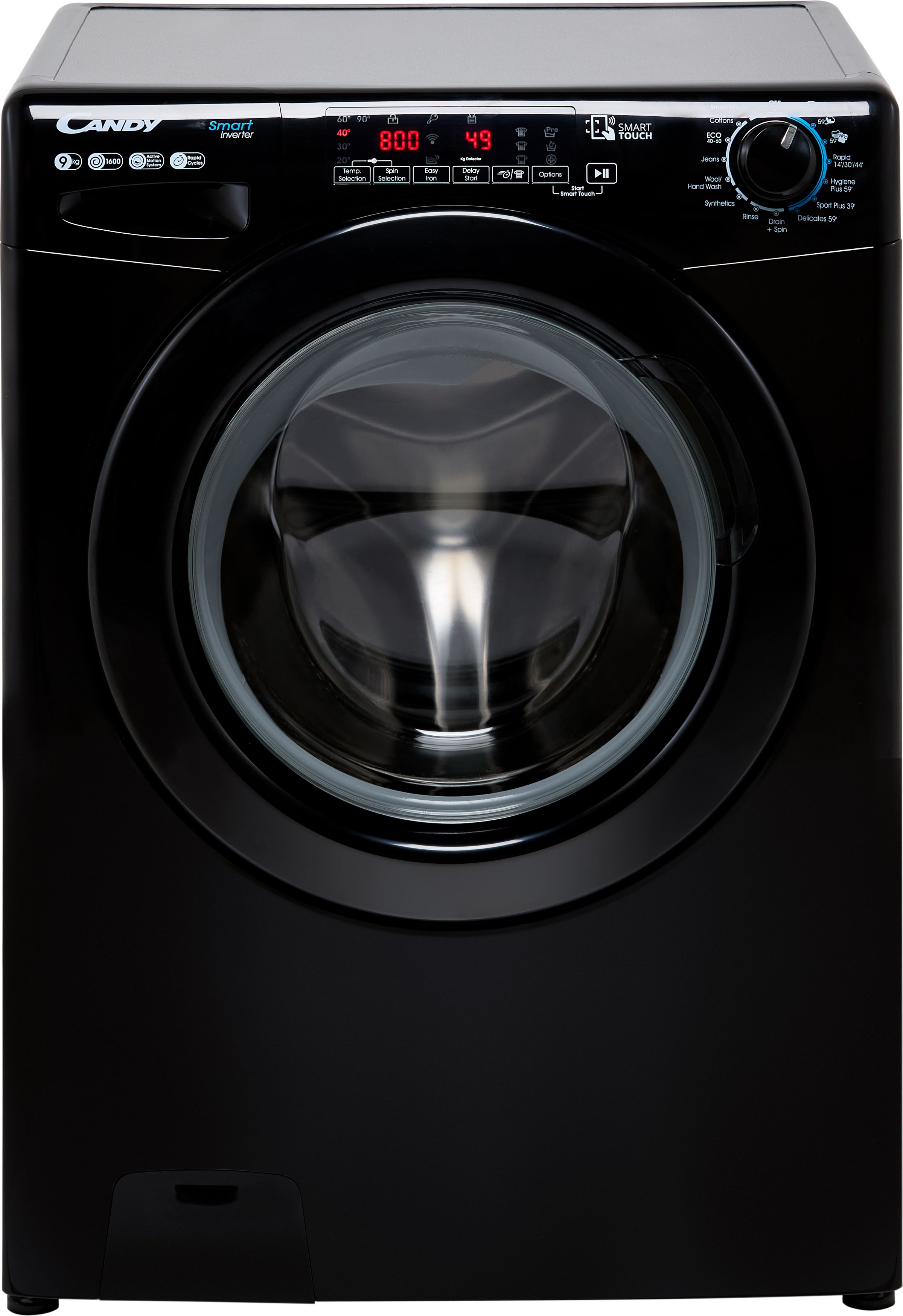 Candy Smart CS69TMBBE/1-80 9kg Washing Machine with 1600 rpm - Black - B Rated, Black
